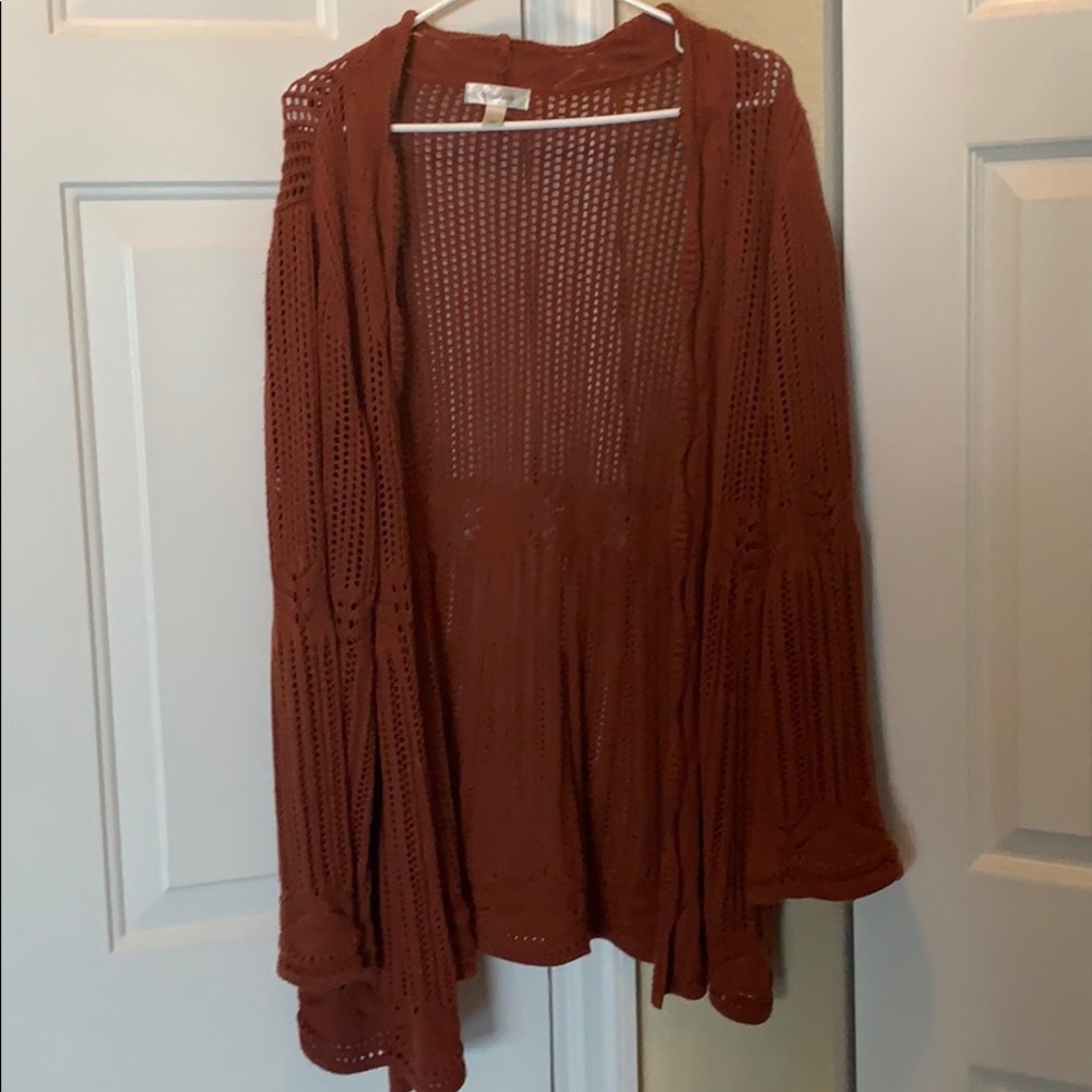 DressBarn Rust Colored Knit Cardigan Sz L